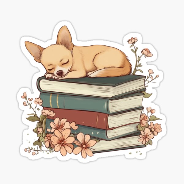 Item preview, Chihuahua Sleeping on Stack of Books designed and sold by rosebudprintco.