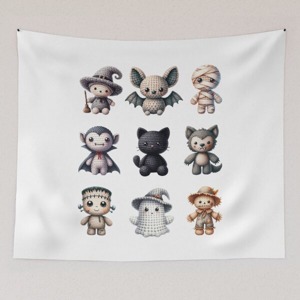 Item preview, cute halloween crochet characters designed and sold by InspireGlow.