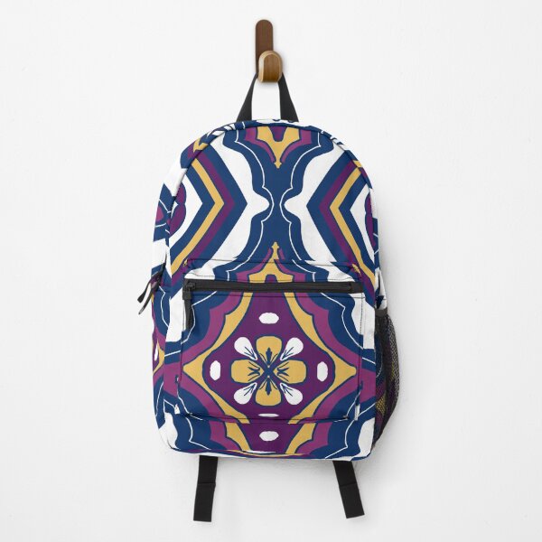 Item preview, MAGENTA STAR BLOSSOM- FLORAL DIAMOND NAVY GOLD designed and sold by Janna Perry Designs.