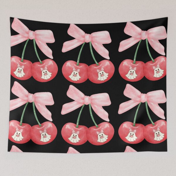 Item preview, Ghost Coquette Spooky Cherries Pink Bows designed and sold by CCKimShop.