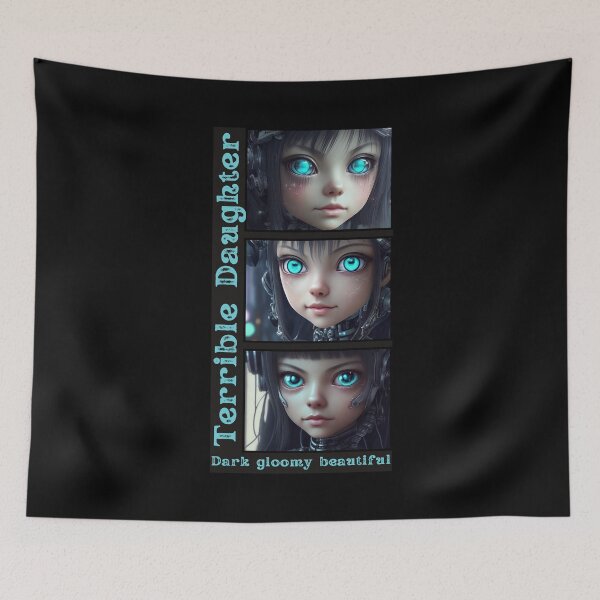 Item preview, Cyborg Goth Girl - Dark Gloomy Beautiful Sci-Fi Art | Terrible Daughter Designs designed and sold by ruthoarabia.