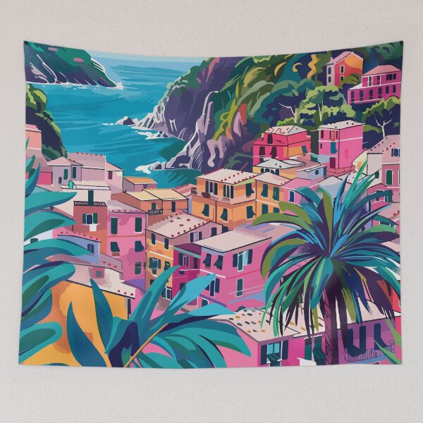 Aperçu de l'œuvre Illustration artistique des Cinque Terre en Italie créée et vendue par LVTFCOarts.