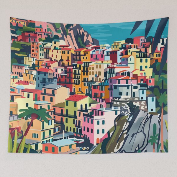 Aperçu de l'œuvre Illustration de la nature des Cinque Terre en Italie créée et vendue par LVTFCOarts.