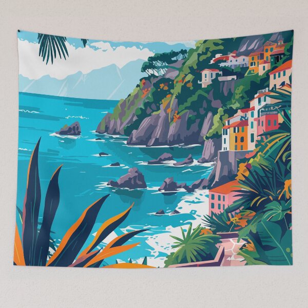 Aperçu de l'œuvre Illustration minimaliste des Cinque Terre en Italie créée et vendue par LVTFCOarts.