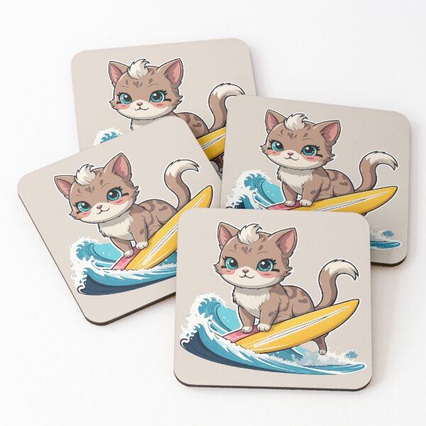Item preview, Surfing Kawaii Cat designed and sold by RetroPop23.