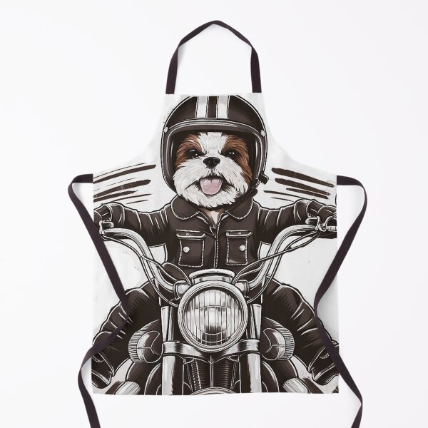 Item preview, Shih tzu dog on a big motor bike designed and sold by Glamalt.