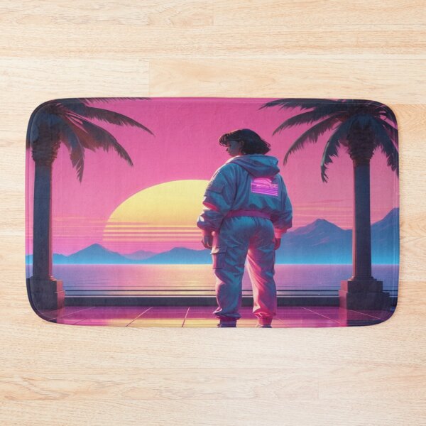 Item preview, Vaporwave Sunset with Neon Palm Trees and Grid designed and sold by PrintPulse-9.