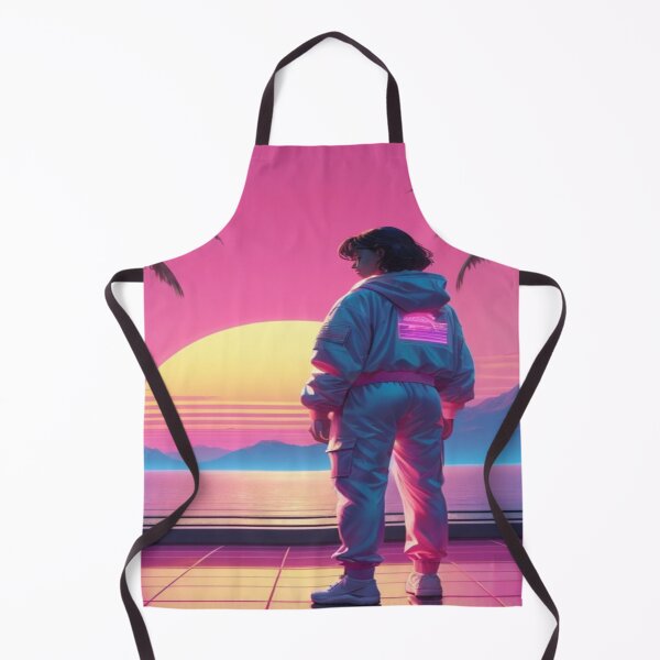 Artikelvorschau, Vaporwave-Sonnenuntergang mit Neon-Palmen und Gitter entworfen und verkauft von PrintPulse-9.