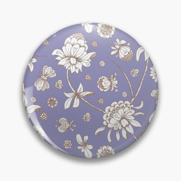 Aperçu de l'œuvre Motif floral fantaisiste en blanc cassé sur lilas créée et vendue par halynadee.