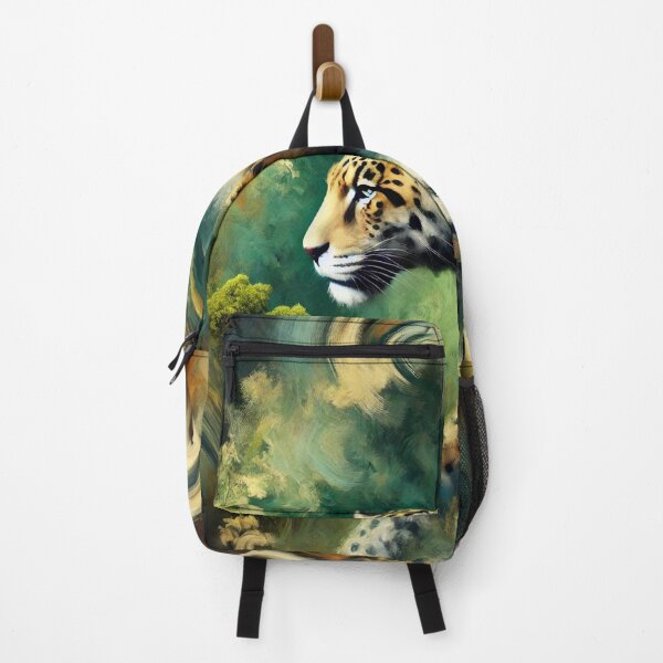 Item preview, Abstract Impressionist Jaguar in Dense Jungle with Green and Gold Tones designed and sold by takeng07.