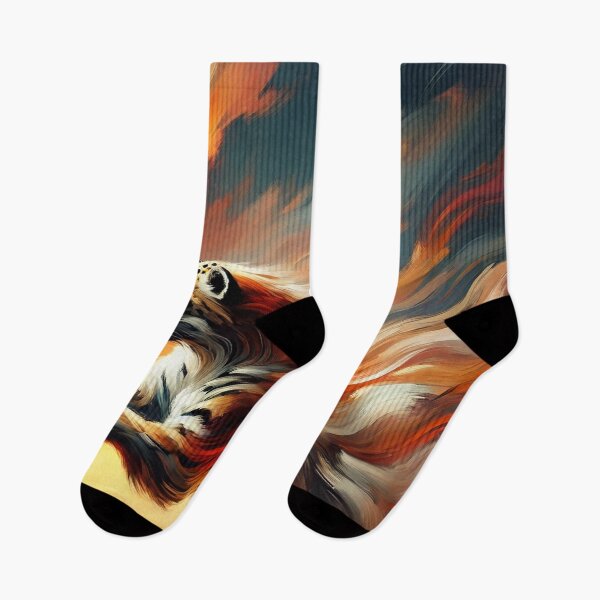 Item preview, Abstract Impressionist Jaguar in Mid-Leap with Sunset Tones designed and sold by takeng07.