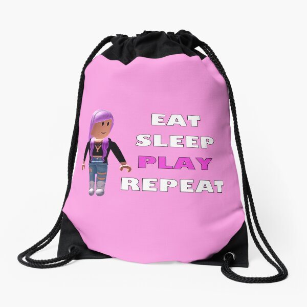 Roblox Eat Sleep Play Repeat Drawstring Bag By Hypetype Redbubble - batman shirt with white backpack roblox