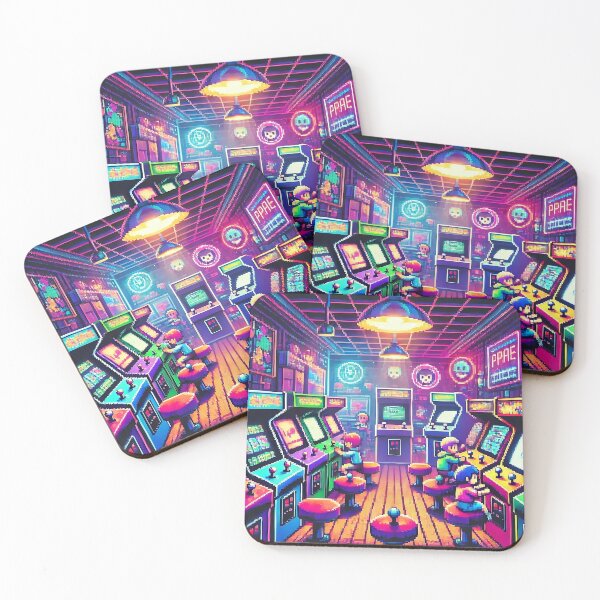 Item preview, "Neon Pixel Arcade Nights" designed and sold by RabbitDesign777.