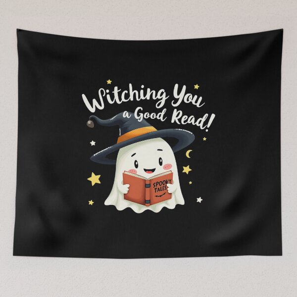 Item preview, "Witching You a Good Read!" Ghost in a Witch Hat T-Shirt for Book Lovers | Halloween Special designed and sold by AI-volution.