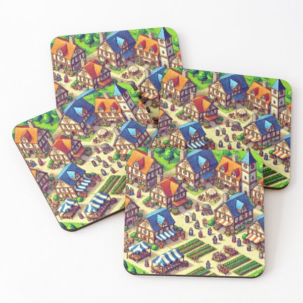 Item preview, "Pixelated Medieval Market Village" designed and sold by RabbitDesign777.