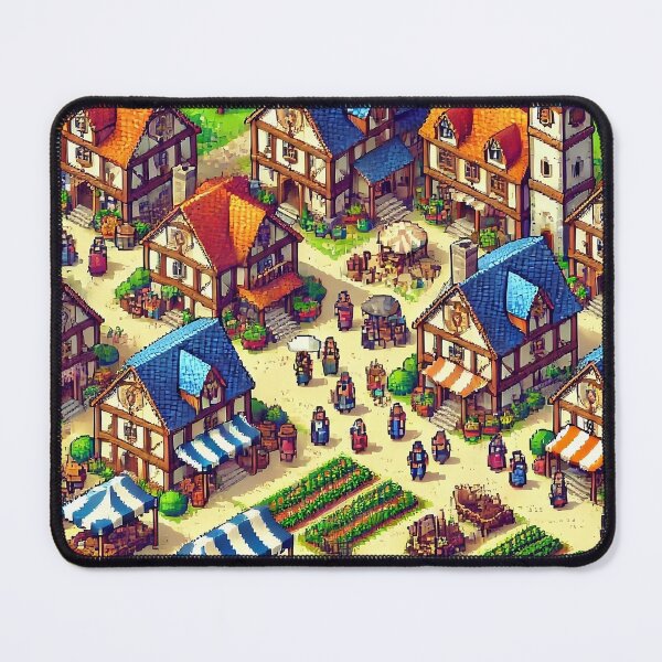 Item preview, "Pixelated Medieval Market Village" designed and sold by RabbitDesign777.