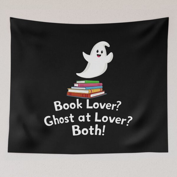 Item preview, "Book Lover? Ghost Lover? Both!" Floating Ghost with Stack of Books T-Shirt | Perfect for Halloween and Book Lovers Day designed and sold by AI-volution.