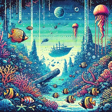 Artwork thumbnail, "Pixel Underwater Realm" by RabbitDesign777