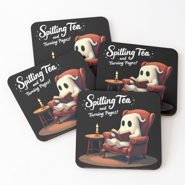 Item preview, "Spilling Tea and Turning Pages!" Ghost in a Cozy Chair Book Lovers Day Halloween T-Shirt designed and sold by AI-volution.