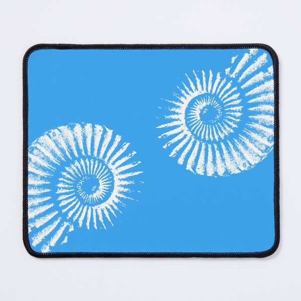 Item preview, Ammonites white on bright blue designed and sold by LisaLeQuelenec.