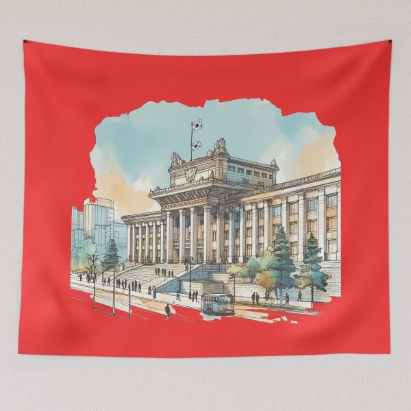 Item preview, 3D Minimalist Sketch of Korea's Central Government Building,  designed and sold by PaintMeWorld.
