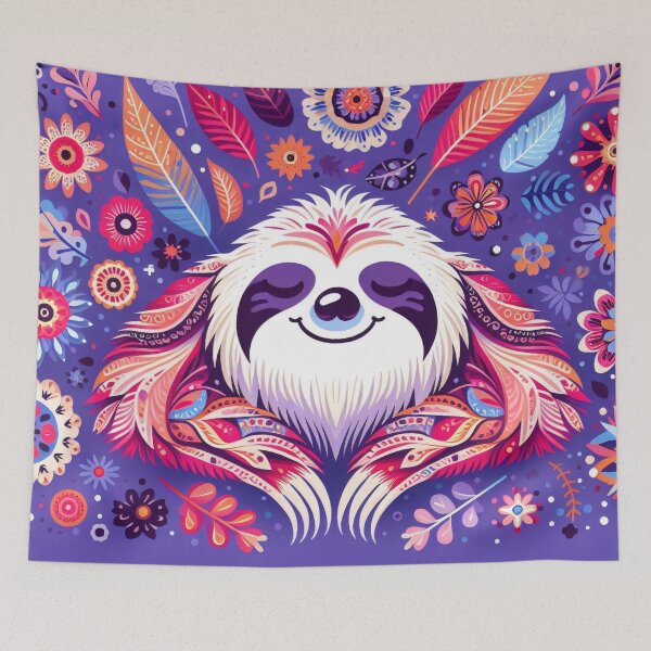 Item preview, Scandinavian Folk Art cute snoozing Sloth designed and sold by FOLK ART FUSION by heidiannemorris.