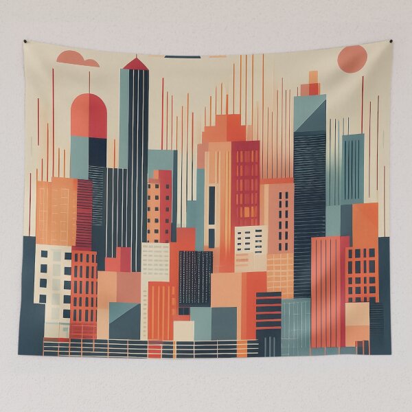 Item preview, A design of a pattern inspired by cityscapes, with abstract grid lines and blocks. designed and sold by HEMRO.