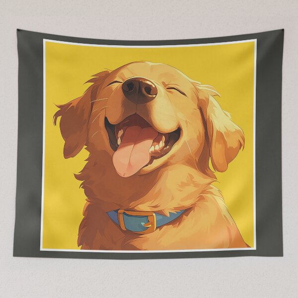 Item preview, Smiling Golden Retriever on Yellow Background designed and sold by Christian Weiss.