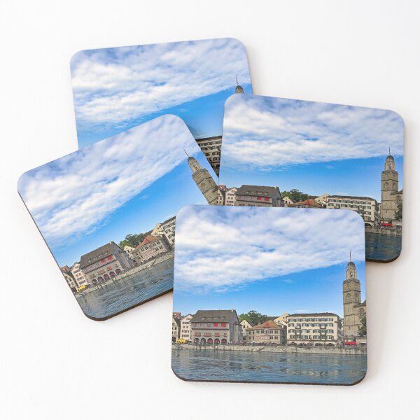 Item preview, Zurich city center with Grossmunster churh and river Limmat, Switzerland designed and sold by goceris.