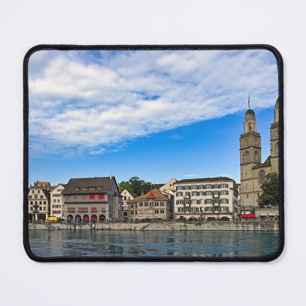 Item preview, Zurich city center with Grossmunster churh and river Limmat, Switzerland designed and sold by goceris.