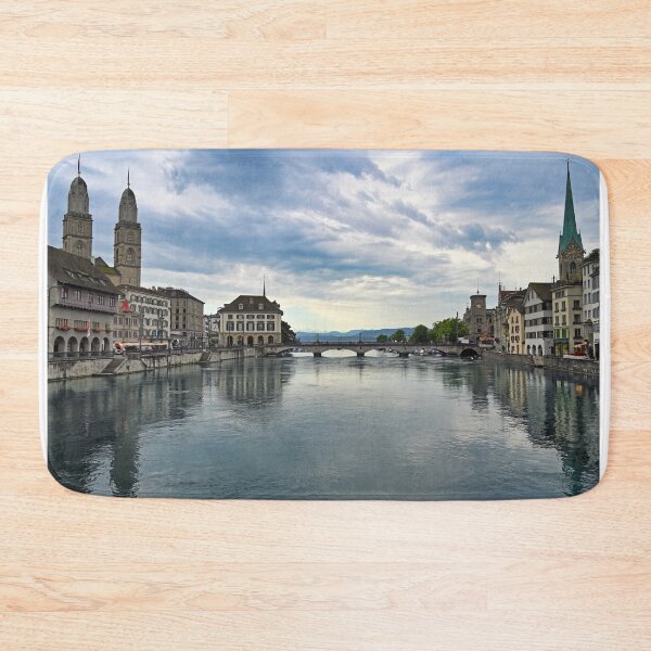 Item preview, Zurich view from the river area with the view of Grossmunster and Fraumunster church clock towers.  designed and sold by goceris.
