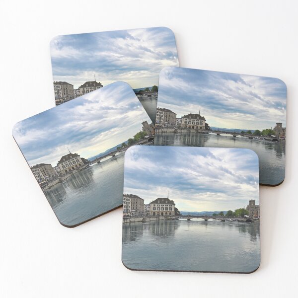 Item preview, Zurich view from the river area with the view of Grossmunster and Fraumunster church clock towers.  designed and sold by goceris.