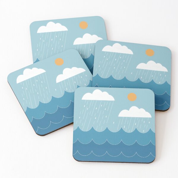 Item preview, A design of Waves under a rainy sky, with raindrops adding texture to it. designed and sold by HEMRO.