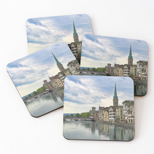 Item preview, Zurich view from the Limmat river with the view of Fraumunster church clock tower  designed and sold by goceris.