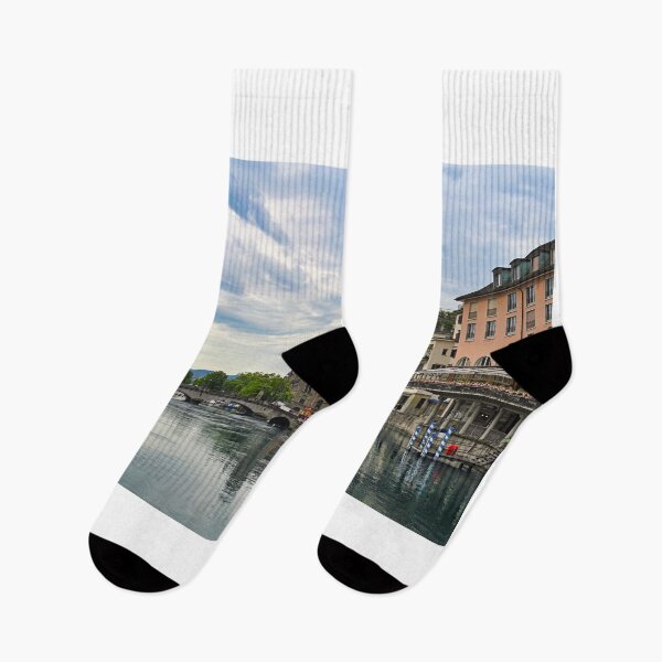 Item preview, Zurich view from the Limmat river with the view of Fraumunster church clock tower  designed and sold by goceris.