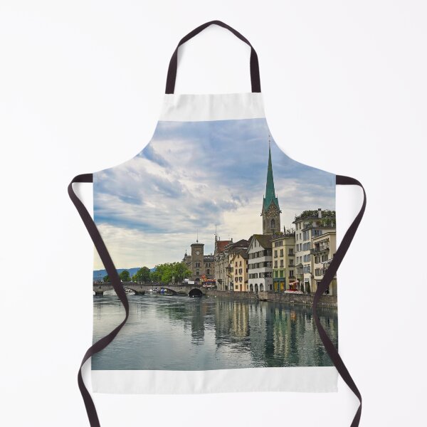 Item preview, Zurich view from the Limmat river with the view of Fraumunster church clock tower designed and sold by goceris.