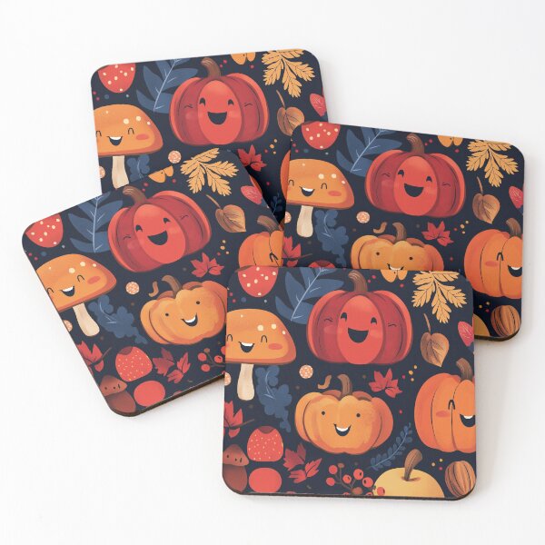 Item preview, Colourful Cute Kawaii Autumn Characters in vibrant colours designed and sold by BeatnikBuddha.