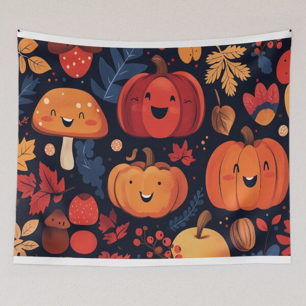 Item preview, Colourful Cute Kawaii Autumn Characters in vibrant colours designed and sold by BeatnikBuddha.