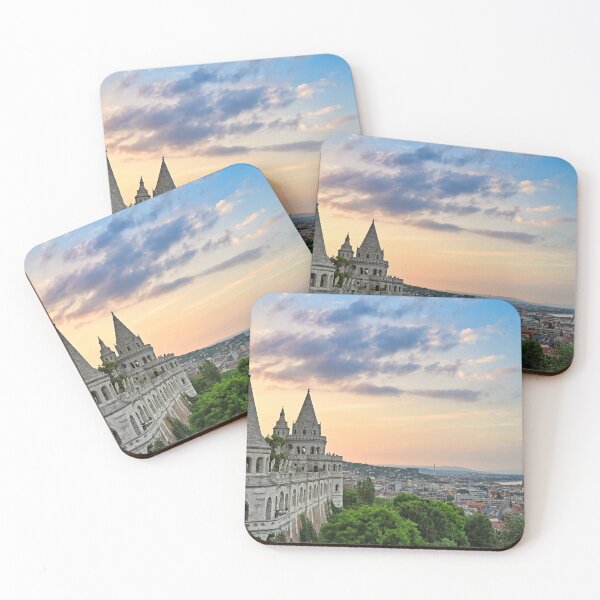 Item preview, Fisherman's Bastion panoramic view with town from the hillside in sunset,Budapest,Hungary designed and sold by goceris.