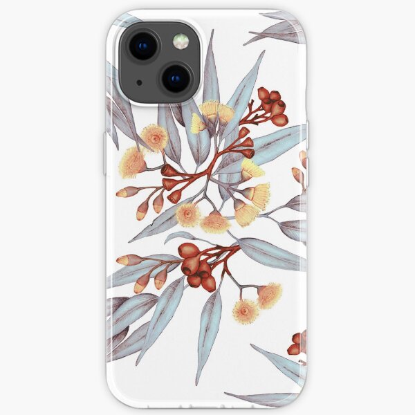 Gumnuts and Eucalyptus in Rust, Grey and Golden iPhone Soft Case
