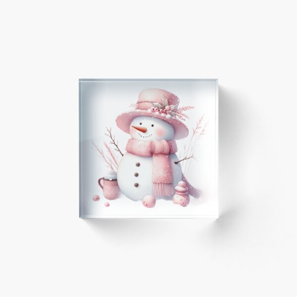 Item preview, Vintage Pink Snowman,Christmas,Winter designed and sold by deniz kaya.