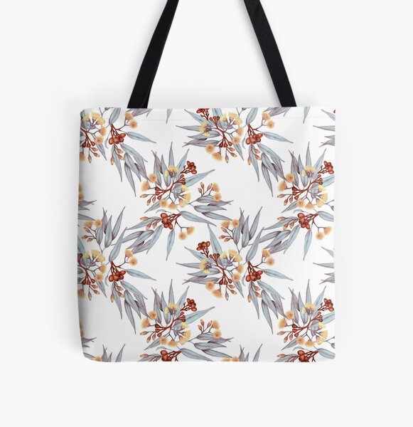 Fleurs grises et dorées Tote bag doublé