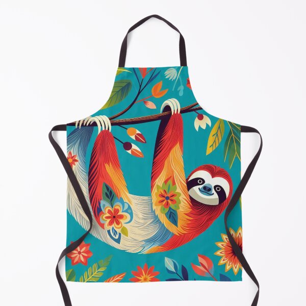 Item preview, Scandinavian Folk Art cute Sloth hangin out designed and sold by FOLK ART FUSION by heidiannemorris.