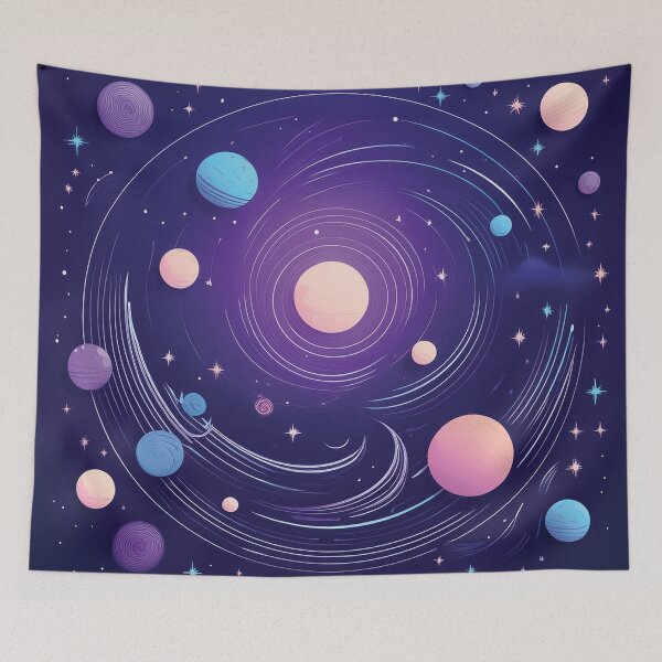 Item preview, A design of a mystical space background with swirling nebulae, glowing stars, and shadowy planets. designed and sold by HEMRO.