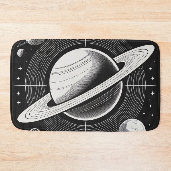 Item preview, A design of a flying in the space full view of Saturn with moon and planet in background, technical drawing. designed and sold by HEMRO.