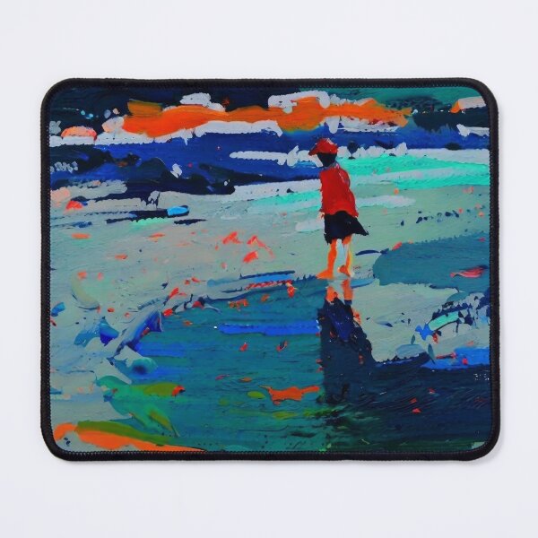 Item preview, red coat stands on beach designed and sold by trendero.