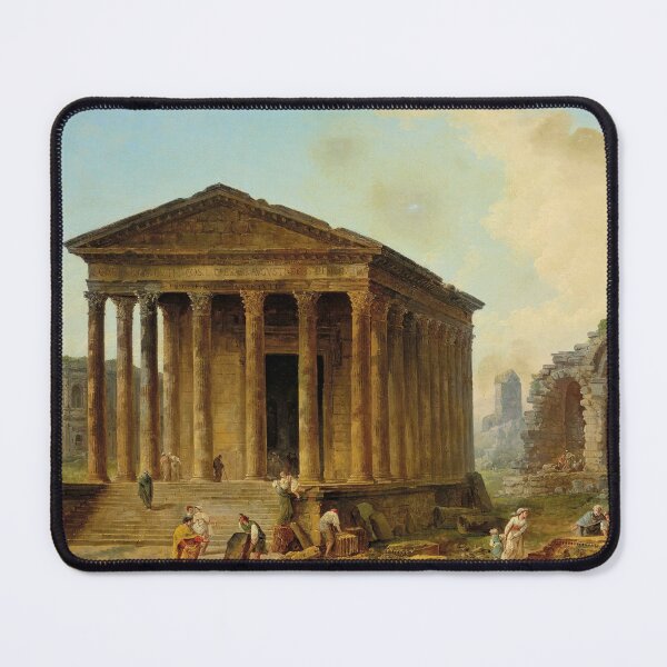 Item preview, Beautiful Roman temple ruins | Architectural caprice with monuments of Nîmes landscape painting oil on canvas print | by Hubert Robert designed and sold by Jéanpaul  Ferro.