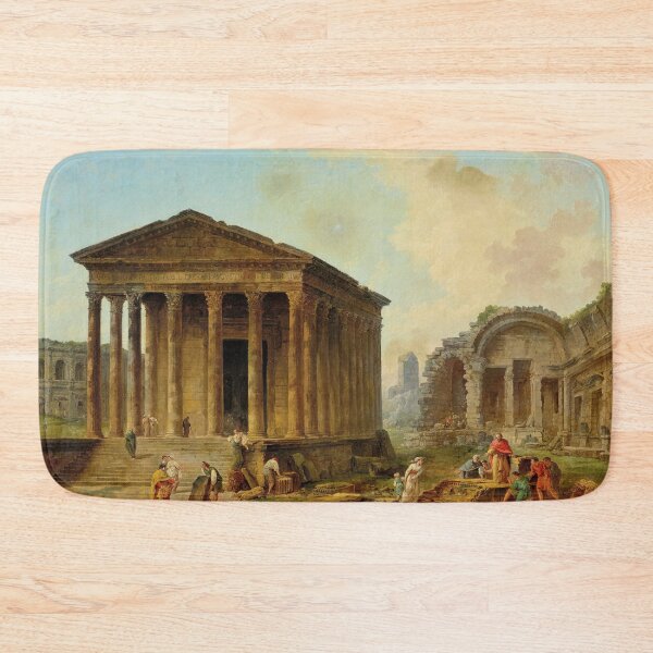 Item preview, Beautiful Roman temple ruins | Architectural caprice with monuments of Nîmes landscape painting oil on canvas print | by Hubert Robert designed and sold by Jéanpaul  Ferro.