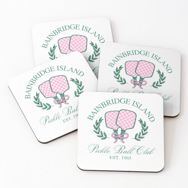Item preview, Pickleball Social Club, Bainbridge Island, Pink Bow Ribbon, Checkered Pickleball Paddle designed and sold by MerchSearchCO.