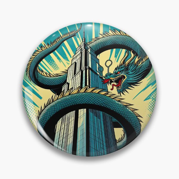 Item preview, Dragon with Skyscraper Pop Art Style designed and sold by artofuniverse.